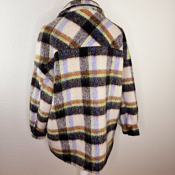 Love Poem Shacket Button Front Plaid Coat - Picture 4 of 7